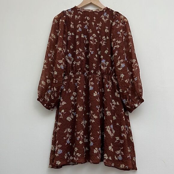 Madewell Norma Rae Long-Sleeve Dress in Dark Merlot Size S - Picture 5 of 10